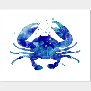 Blue Crab Watercolor Painting Posters and Art